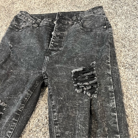 SHEIN Black Skinny Jeans Distressed High-Rise - Picture 5 of 12